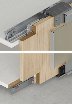 Sliding door fitting, Häfele Slido F-Line32 80A/F-Line32 80B, set